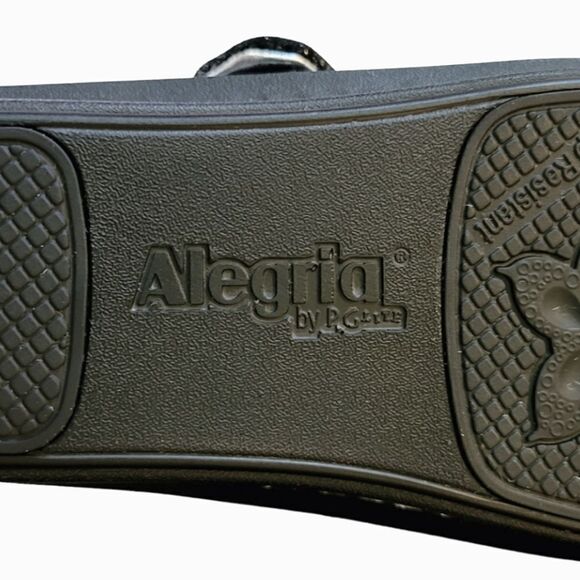 Alegria By PG Lite Karmen Pewter Wavy Leather Platform Slide Sandal Size EU 40 - Picture 9 of 9